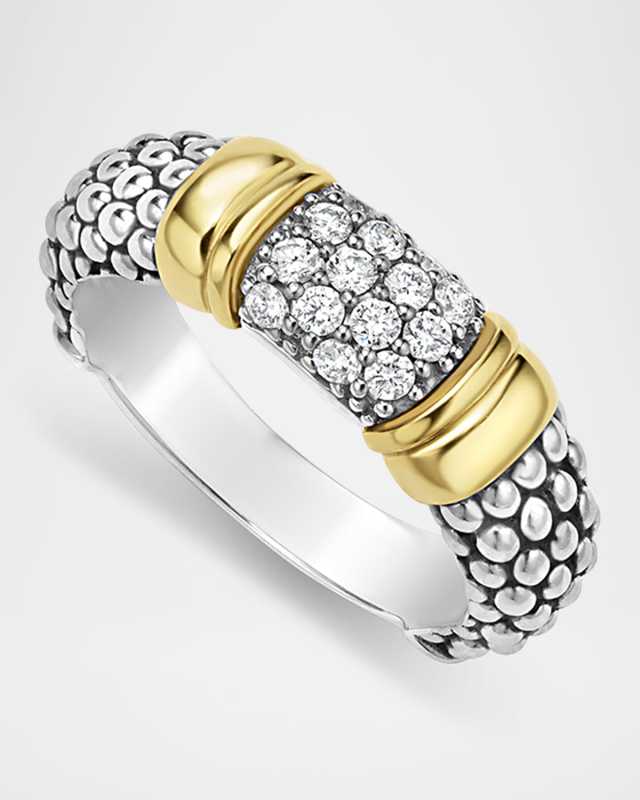 Two-Tone Signature Caviar Diamond Ring